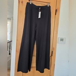 NWT Quince Black Fleece Wide-Leg Pants XL